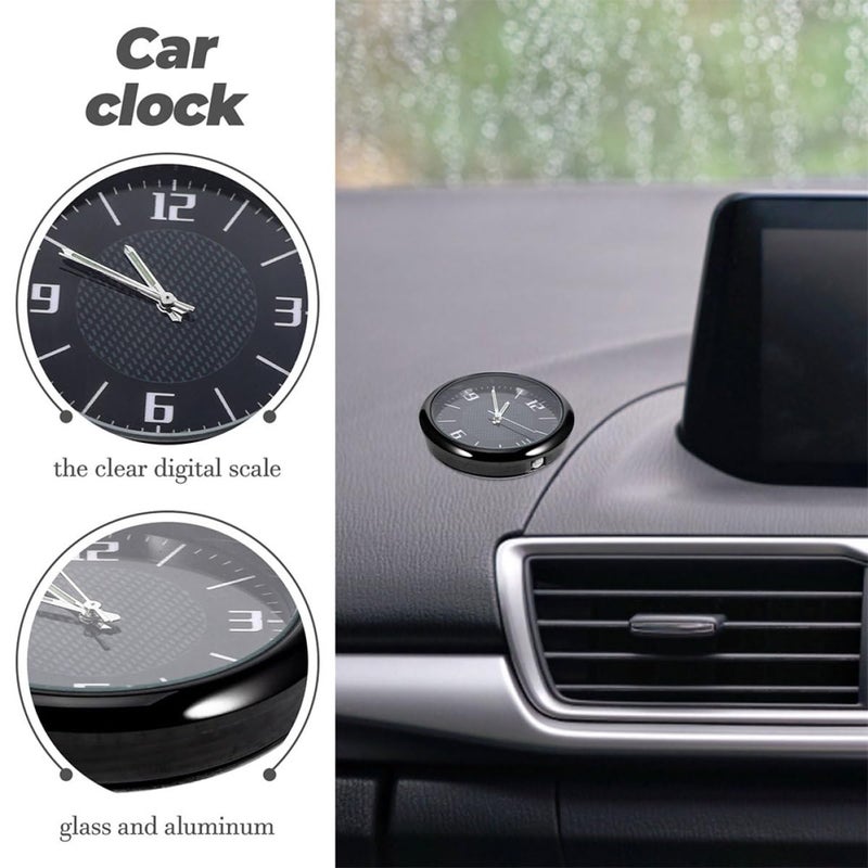 Black Waterproof Adhesive Dashboard Air Vent Car Clock Compact Classic Design - Image 4