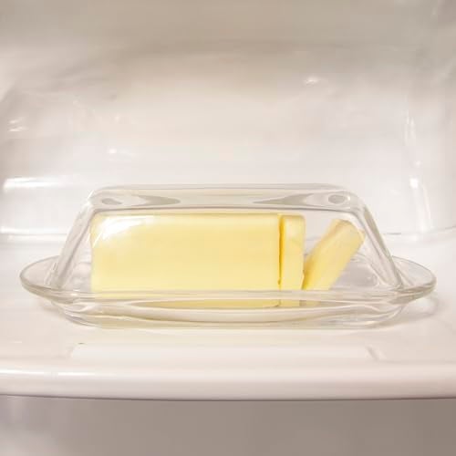 Kangaroo Decorative Clear Glass Butter Dish with Lid for Countertop & Refrigerator - Crystal Covered Butter Tray Storage Container Holder for Counter & Fridge - Best Thanksgiving Butter Dish with Lid - Image 2