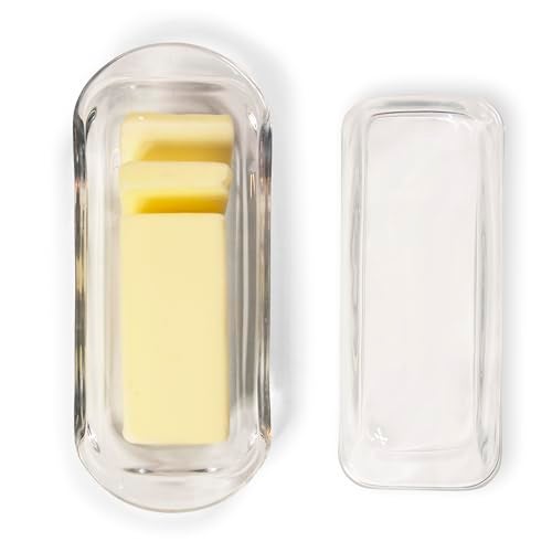 Kangaroo Decorative Clear Glass Butter Dish with Lid for Countertop & Refrigerator - Crystal Covered Butter Tray Storage Container Holder for Counter & Fridge - Best Thanksgiving Butter Dish with Lid - Image 3