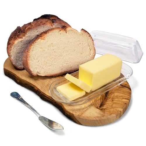 Kangaroo Decorative Clear Glass Butter Dish with Lid for Countertop & Refrigerator - Crystal Covered Butter Tray Storage Container Holder for Counter & Fridge - Best Thanksgiving Butter Dish with Lid - Image 4