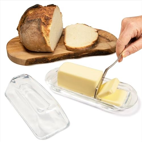 Kangaroo Decorative Clear Glass Butter Dish with Lid for Countertop & Refrigerator - Crystal Covered Butter Tray Storage Container Holder for Counter & Fridge - Best Thanksgiving Butter Dish with Lid - Image 5