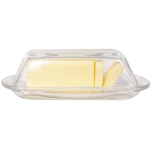 Kangaroo Decorative Clear Glass Butter Dish with Lid for Countertop & Refrigerator - Crystal Covered Butter Tray Storage Container Holder for Counter & Fridge - Best Thanksgiving Butter Dish with Lid - Image 1