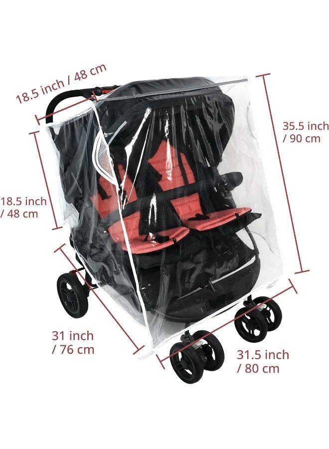 Ezkindheit Universal Waterproof Twins Baby Stroller Rain Cover Side by Side Double Pushchair dust Proof Cover Baby Carriage Pram Accessories Stroller Raincover - Image 5