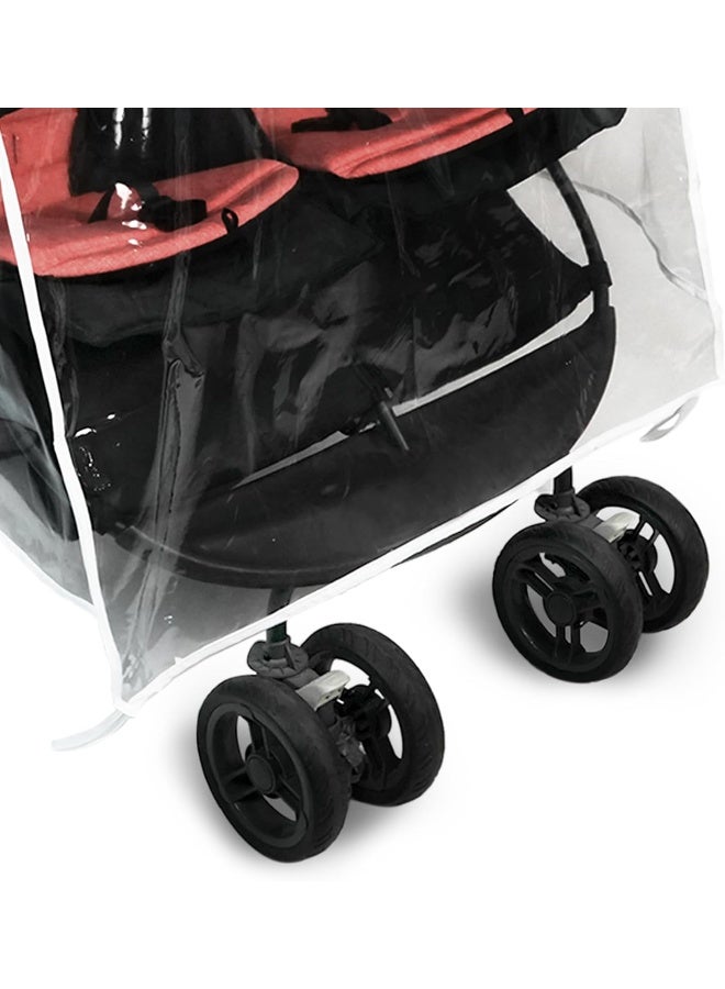 Ezkindheit Universal Waterproof Twins Baby Stroller Rain Cover Side by Side Double Pushchair dust Proof Cover Baby Carriage Pram Accessories Stroller Raincover - Image 2