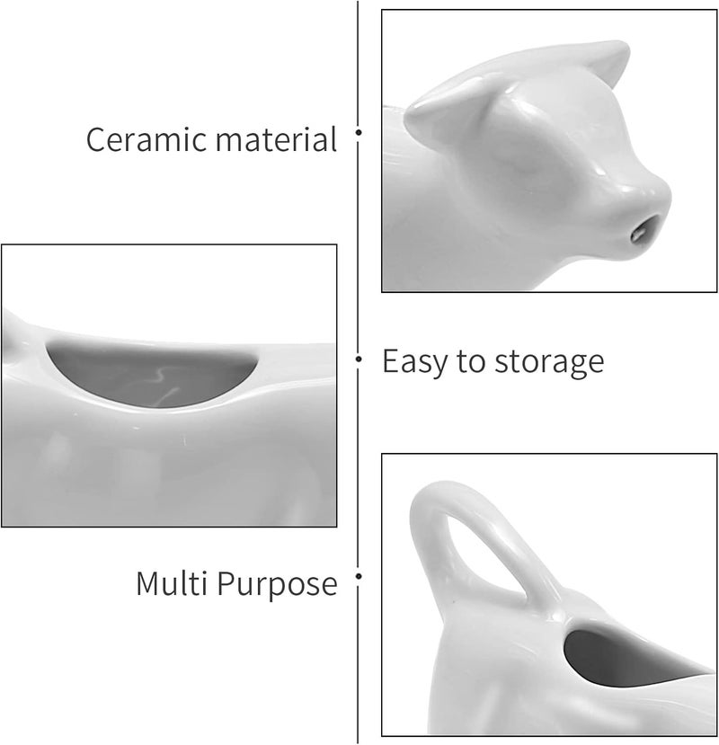 MDEOOSKY Ceramic Cow Shape Creamer and Sauce Jug, 100ML Mini Milk Pitcher for Coffee, Tea, Kitchen - Image 3