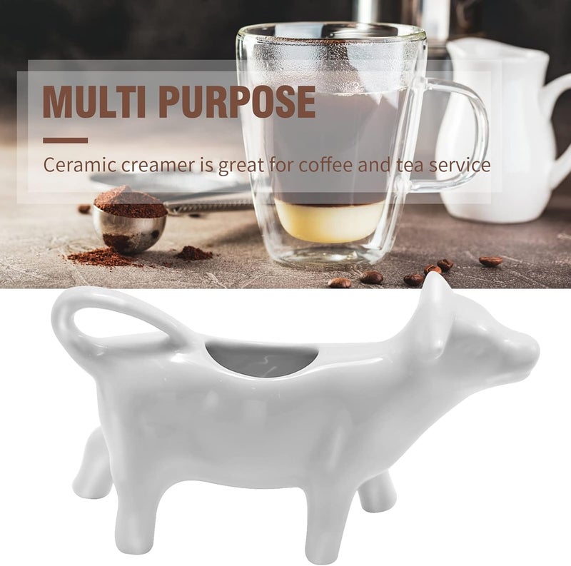 MDEOOSKY Ceramic Cow Shape Creamer and Sauce Jug, 100ML Mini Milk Pitcher for Coffee, Tea, Kitchen - Image 4