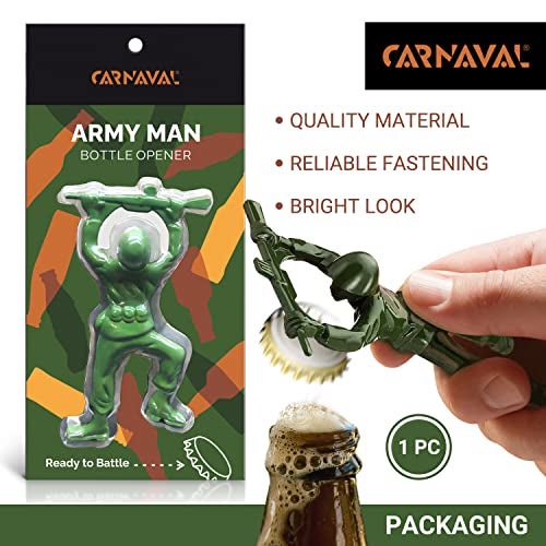 Carnaval Green Army Man Bottle Opener - Funny Bartender Compatible, Metal Mini Soldier Design - Image 2