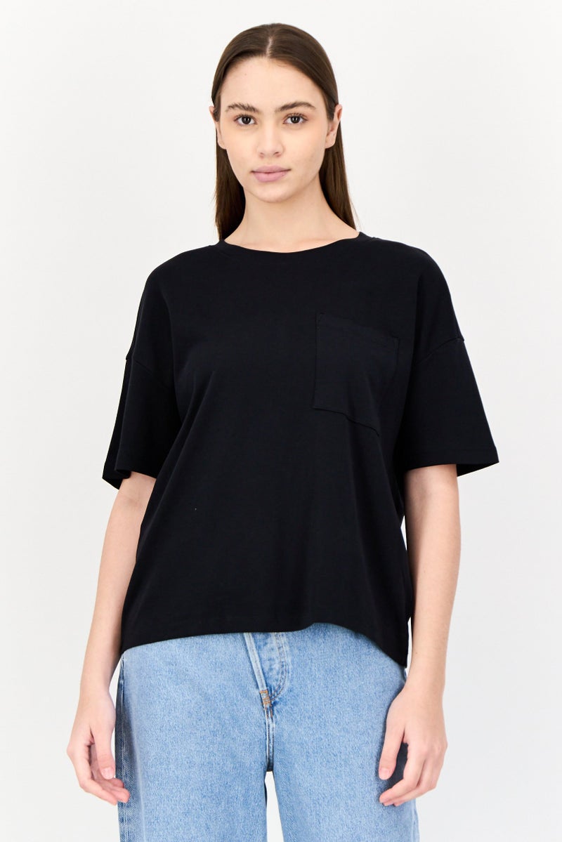 ESPRIT Women Crew Neck Long Sleeve Solid T-Shirt, Black - Image 1
