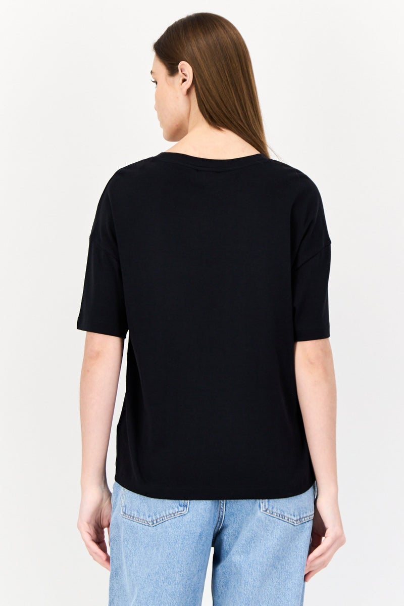 ESPRIT Women Crew Neck Long Sleeve Solid T-Shirt, Black - Image 3