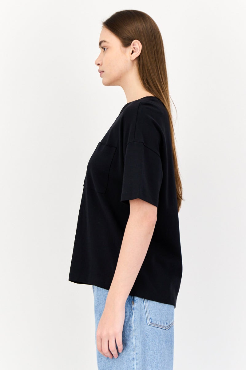 ESPRIT Women Crew Neck Long Sleeve Solid T-Shirt, Black - Image 2