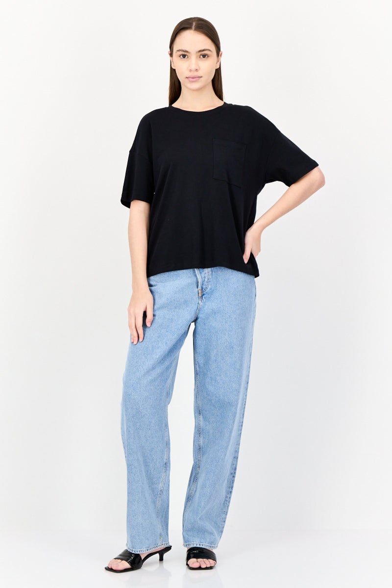 ESPRIT Women Crew Neck Long Sleeve Solid T-Shirt, Black - Image 4