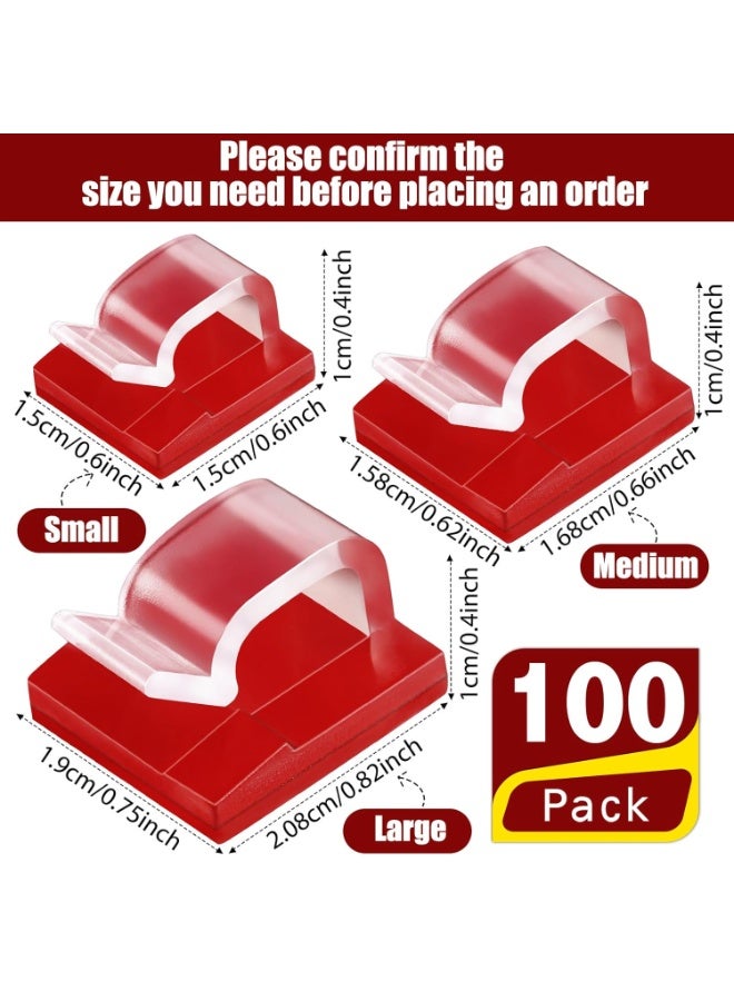 100 Pcs Cable Clips Adhesive Cable Organizer Cord Holder Wire Clip Wire Management Self Adhesive Hooks for Home School Office(Clear, Small) - Image 2