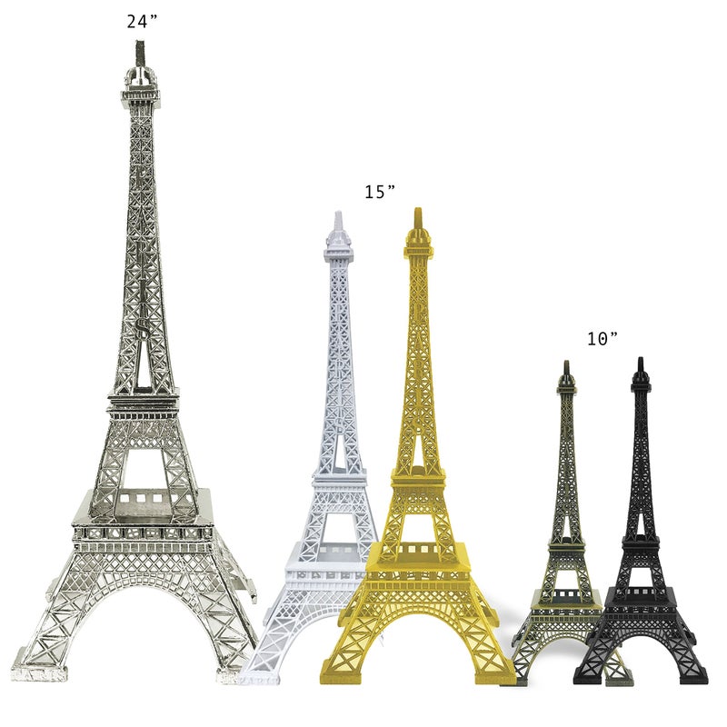 allgala allgala 10"" Eiffel Tower Statue Decor Alloy Metal  White  - Image 3