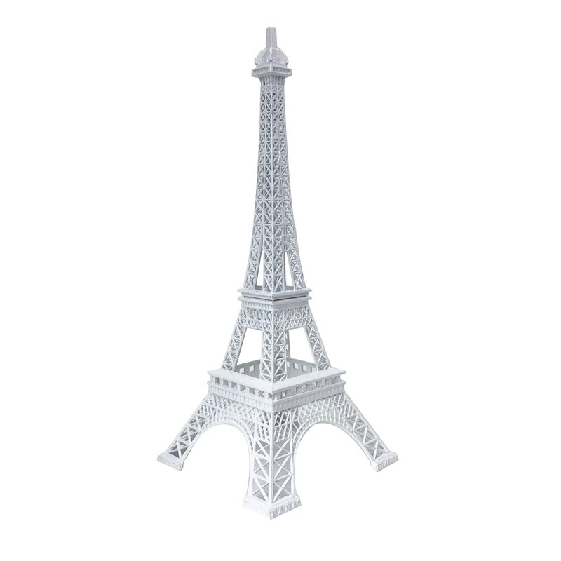allgala allgala 10"" Eiffel Tower Statue Decor Alloy Metal  White  - Image 2