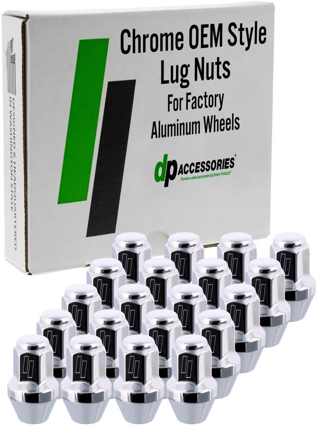 DPAccessories صواميل عجلات DPAccessories متوافقة مع سيارات كرايسلر تاون آند كانتري موديلات 2008-2016 | كروم بتصميم أصلي | عجلات ألمنيوم أصلية فقط | طقم من 20 صامولة | DCRTOW05F-CH/1 - Image 1