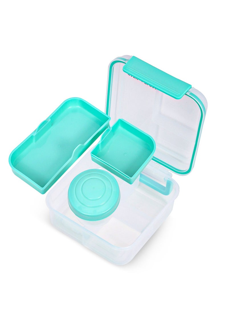 Eazy Kids صندوق غداء بنتو قابل للتحويل 3/4/5 أقسام سعة 1250 مل مع وعاء صلصة سعة 150 مل - أخضر - Image 2