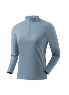 Sorona Long Sleeve T-shirt Mens Comfort Fit Half-Zip fog blue