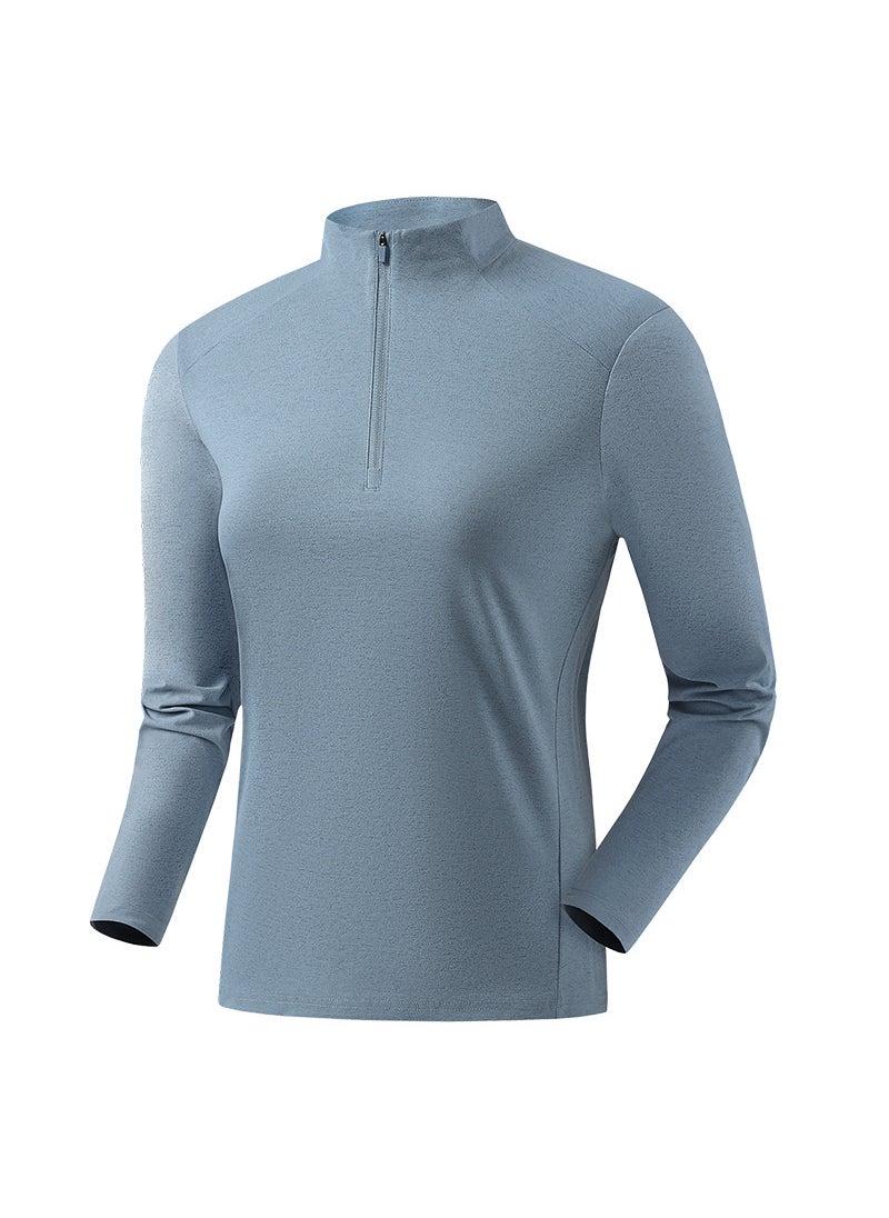 Generic - Sorona Long Sleeve T-shirt Mens Comfort Fit Half-Zip fog blue - Image 1