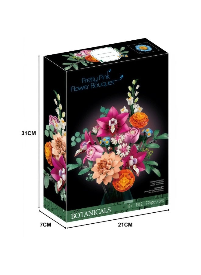 بوتانيكا علوم النباتات باقة زهور وردية جميلة مجموعة ديكور 10342 (749) قطع
