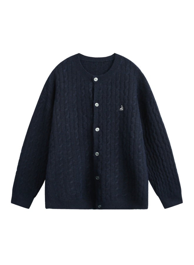 NIBEMINENT Men's Autumn/Winter Cable Knit Textured V-neck Cardigan Sweater – Stylish, Versatile & Perfect for Layered Casual Style - Image 1