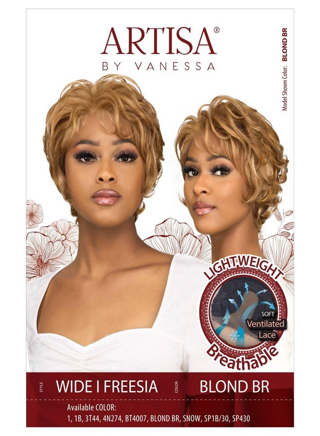 فانيسا شعر مستعار قصير مموج من فانيسا أرتيسا، مصنوع من ألياف صناعية ناعمة ذات تهوية جيدة، مع دانتيل - واسع | فريزيا (ثلجي) - Image 5