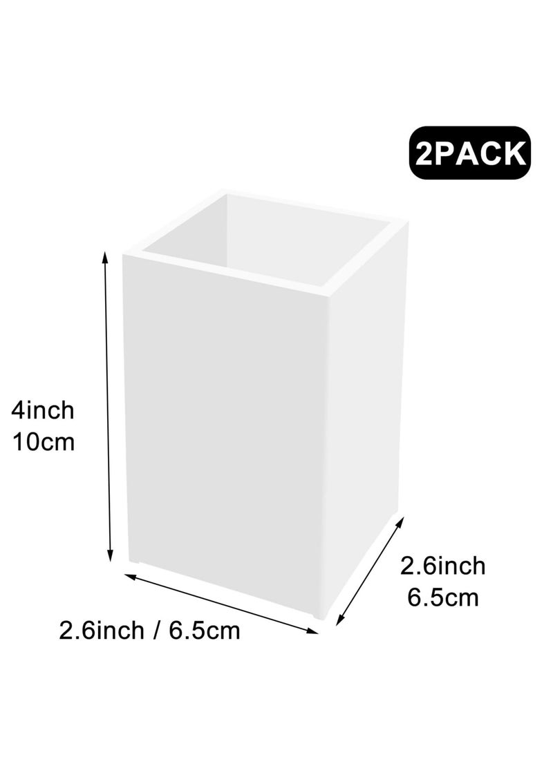 Oasisgalore White Acrylic Pencil Pen Holder Cup 2 Pack，Desktop Stationery Organizer for Office School Home  - Image 3