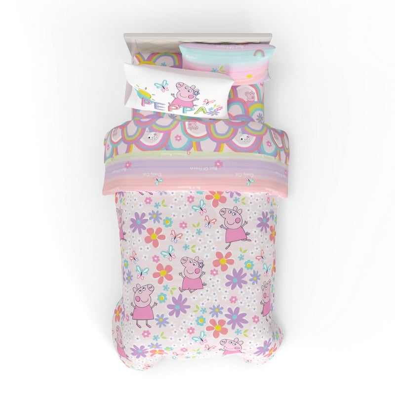 Franco Peppa Pig Kids Bedding Super Soft & Cozy Reversible Microfiber Comforter and Sheet Set with Sham, 5 Piece Twin Size, (Officially Licensed Product) by Franco - Image 1
