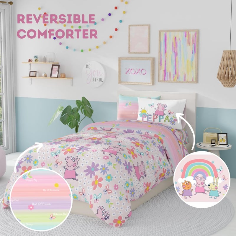 Franco Peppa Pig Kids Bedding Super Soft & Cozy Reversible Microfiber Comforter and Sheet Set with Sham, 5 Piece Twin Size, (Officially Licensed Product) by Franco - Image 4