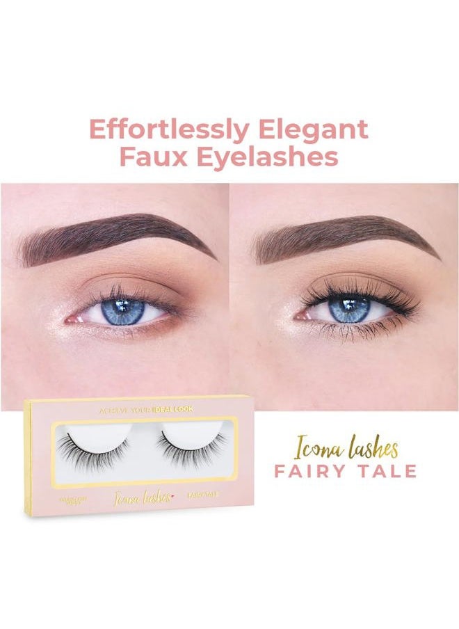 Icona Lashes False Eyelashes Pack - Fake Eyelashes Extensions - Soft, Fluffy Falsies with Tapered Ends & Professional-Grade Band - Handmade, Vegan, Reusable - Natural Black - Fairy Tale  - Image 2