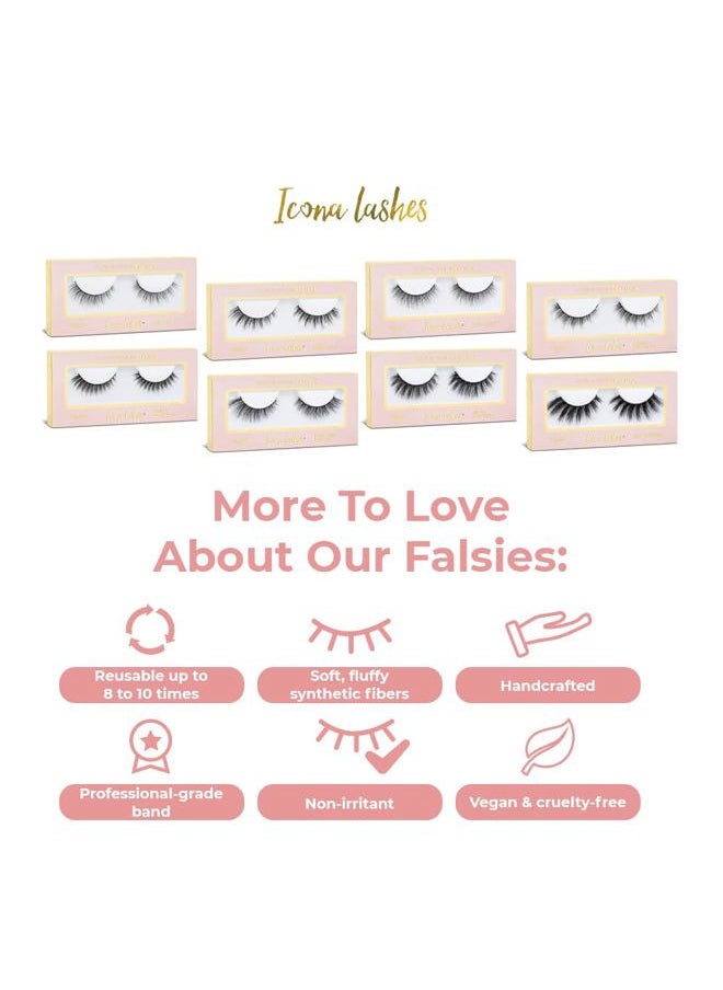 Icona Lashes False Eyelashes Pack - Fake Eyelashes Extensions - Soft, Fluffy Falsies with Tapered Ends & Professional-Grade Band - Handmade, Vegan, Reusable - Natural Black - Fairy Tale  - Image 4