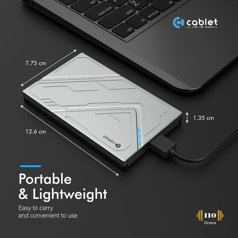 Cablet 2.5 Inch SATA 5Gbps USB 3.0 HDD/SSD Portable External Enclosure for 7mm and 9.5mm, Tool-Free Design, Supports UASP Max 6TB - Image 5