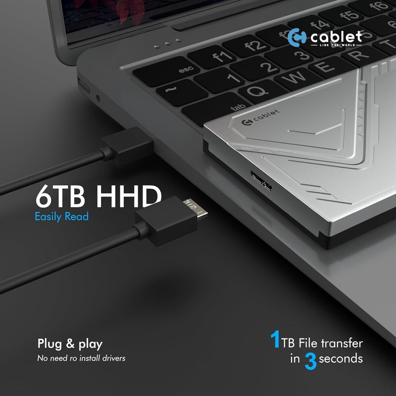Cablet 2.5 Inch SATA 5Gbps USB 3.0 HDD/SSD Portable External Enclosure for 7mm and 9.5mm, Tool-Free Design, Supports UASP Max 6TB - Image 3
