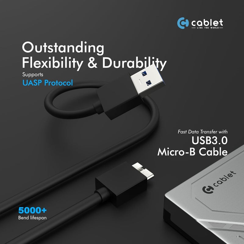 Cablet 2.5 Inch SATA 5Gbps USB 3.0 HDD/SSD Portable External Enclosure for 7mm and 9.5mm, Tool-Free Design, Supports UASP Max 6TB - Image 4
