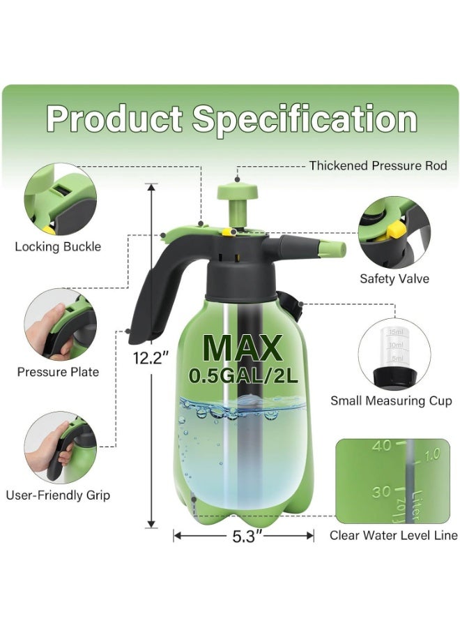 YelaJoy 2L Hand Pump Sprayer, Garden Pump Spray Bottle for Plants, Pressure Sprayer Bottle in Lawn and Garden Yard, Weed Chemical Sprayer with 2 Nozzle & Safety Pressure Relief Valve (2L/0.5Gal) - Image 3