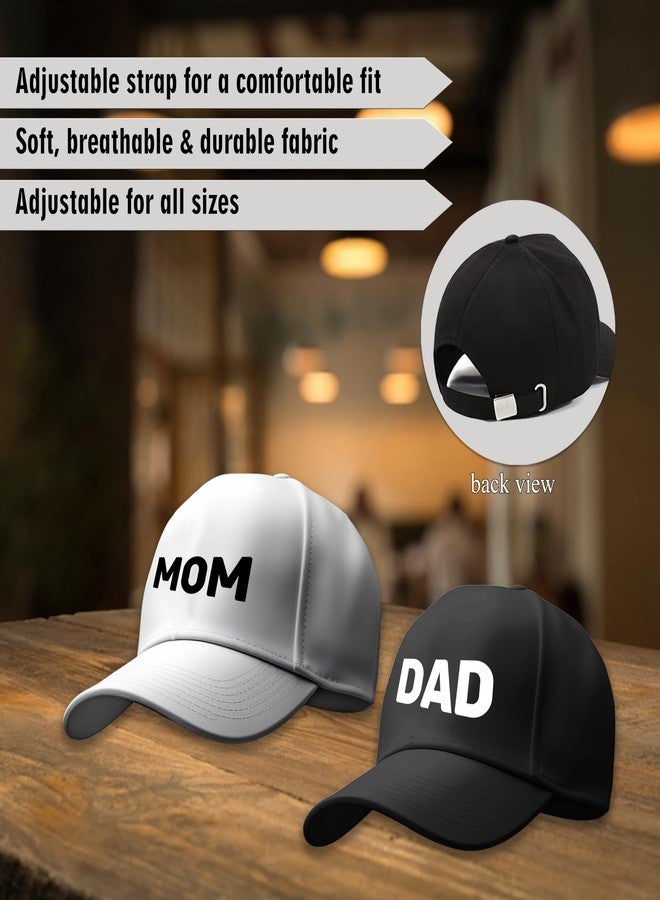 SAVRI Mom and Dad Cotton Cap Hat - Gift for Mom & Dad, Vacation Wear, Daddy & Mother Cap, Pregnancy Maternity Announcement, Photo Shoot Props for Parents - Pack of 2, Free Size - Image 3