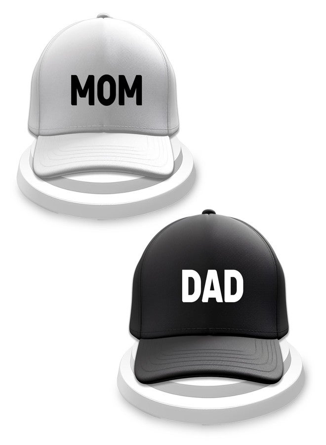 SAVRI Mom and Dad Cotton Cap Hat - Gift for Mom & Dad, Vacation Wear, Daddy & Mother Cap, Pregnancy Maternity Announcement, Photo Shoot Props for Parents - Pack of 2, Free Size - Image 1