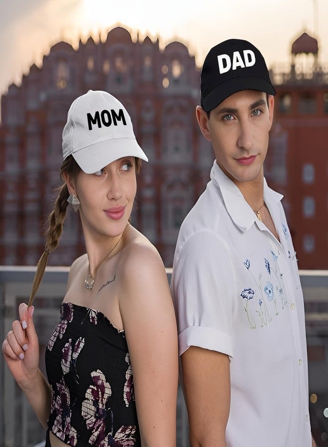 SAVRI Mom and Dad Cotton Cap Hat - Gift for Mom & Dad, Vacation Wear, Daddy & Mother Cap, Pregnancy Maternity Announcement, Photo Shoot Props for Parents - Pack of 2, Free Size - Image 5