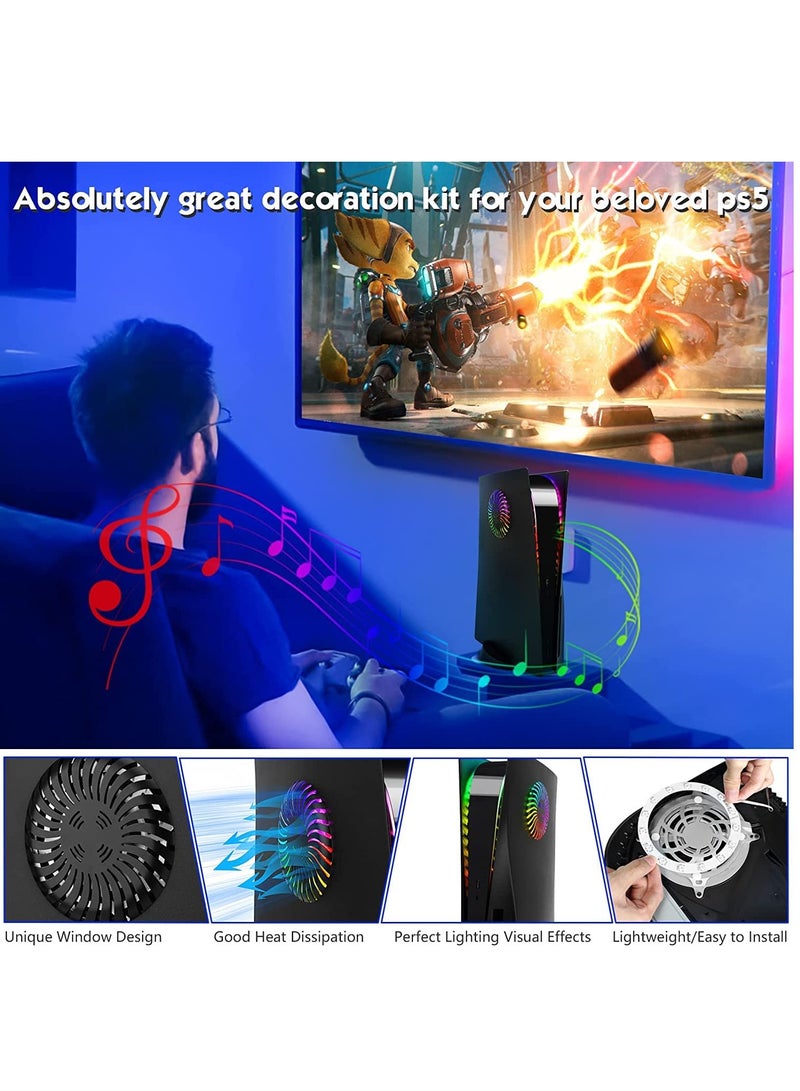 SYOSI PS5 Console Face Plates and RGB LED Light Strip, for Playstation 5 Accessories with Fan Vents Faceplate Shockproof ABS Shell Cover Case, PS5 Lights 8 Color 400+Effects Decorative Ring Kit - Black  - Image 3