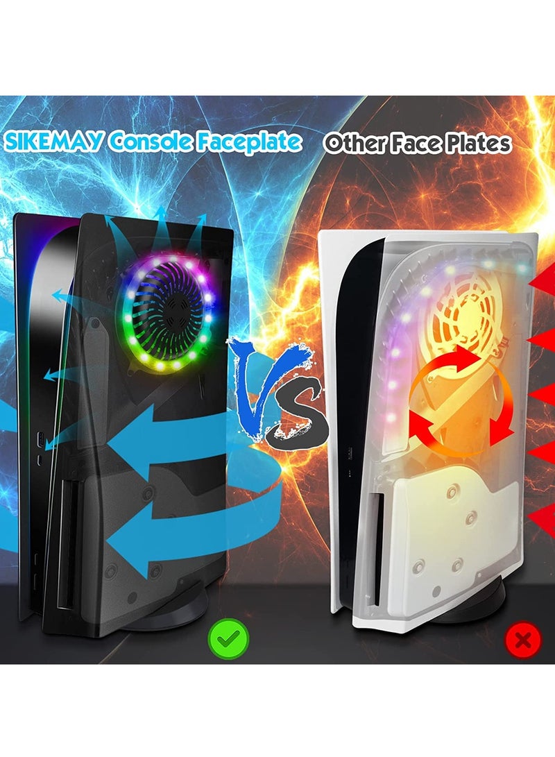SYOSI PS5 Console Face Plates and RGB LED Light Strip, for Playstation 5 Accessories with Fan Vents Faceplate Shockproof ABS Shell Cover Case, PS5 Lights 8 Color 400+Effects Decorative Ring Kit - Black  - Image 4