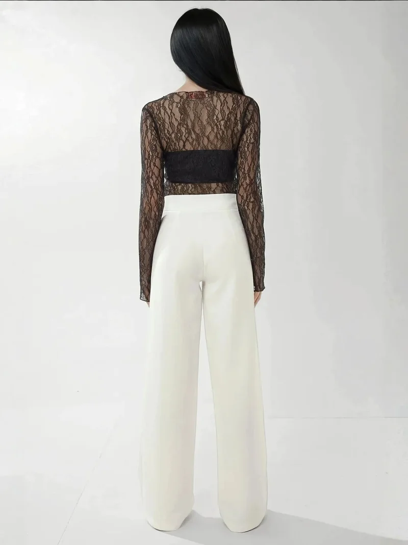 HICCUP White High Waist Wide Leg Palazzo Pants for Women | Best Price UAE
