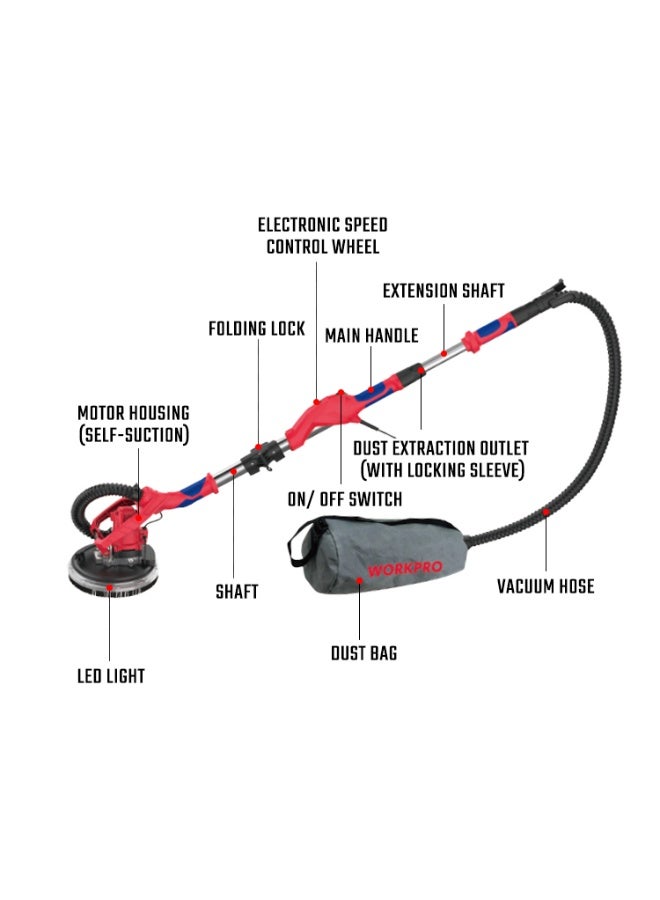 WORKPRO 1050W 215mm Drywall Sander - Image 3