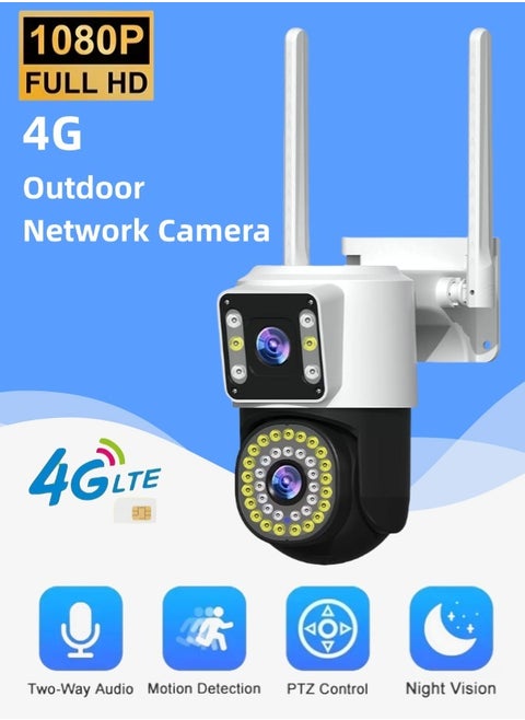 8MP 4K Dual Lens Outdoor Security Camera with Night Vision 4G SIM Card Support No SD Card Included