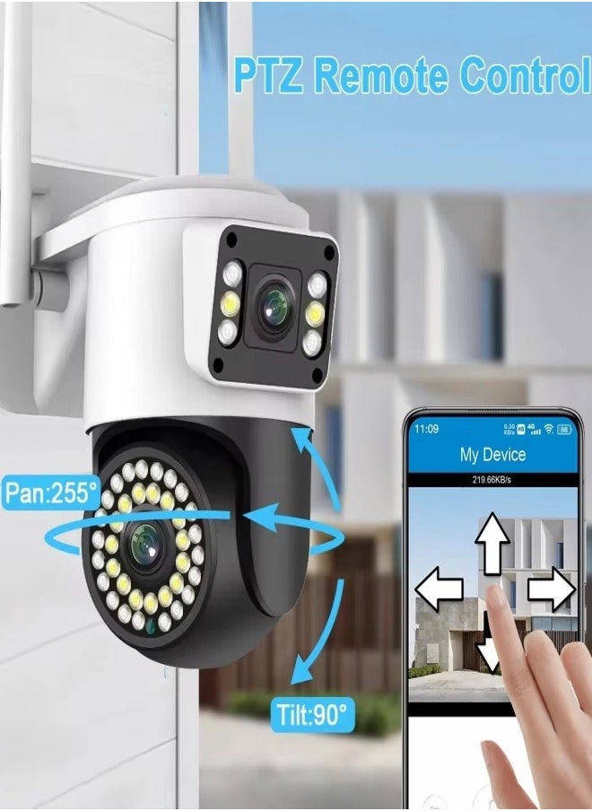 8MP 4K Dual Lens Outdoor Security Camera with Night Vision 4G SIM Card Support No SD Card Included