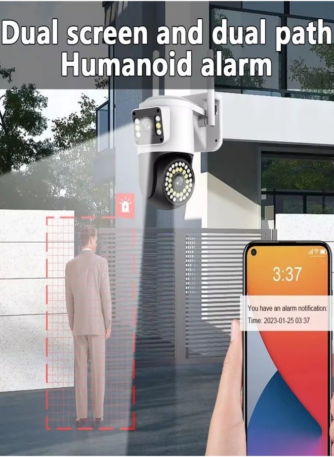 8MP 4K Dual Lens Outdoor Security Camera with Night Vision 4G SIM Card Support No SD Card Included