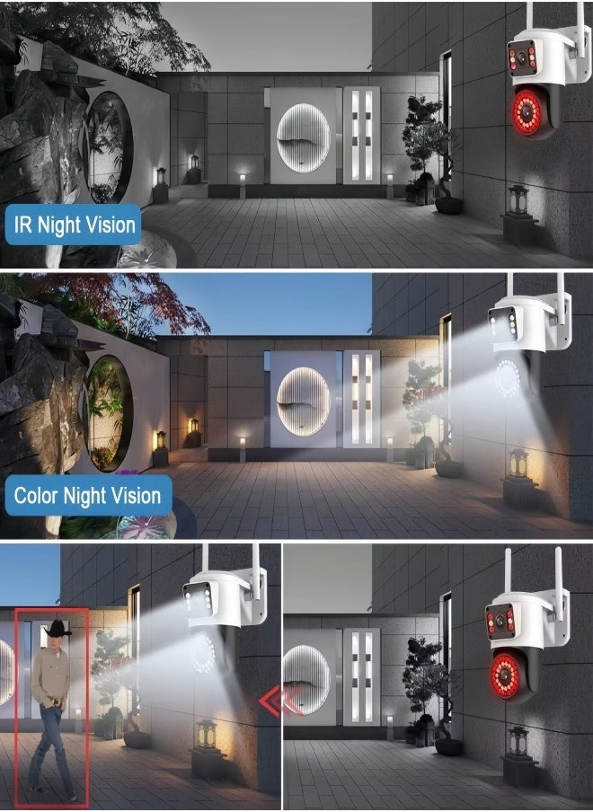 8MP 4K Dual Lens Outdoor Security Camera with Night Vision 4G SIM Card Support No SD Card Included