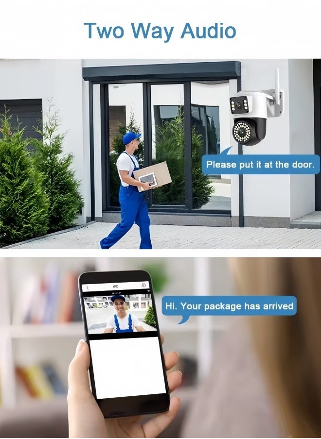 8MP 4K Dual Lens Outdoor Security Camera with Night Vision 4G SIM Card Support No SD Card Included