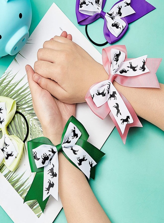 Mtlee 10 Pieces Multi Colored Hair Accessories - Horse Hair Ties, Bows for Horse Shows & Cowgirl Ribbon Ties, Equestrian Elastics, No Crease Ponytail Holders - Image 5