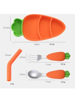 Vacuum Silicone Food Plate, Fork / Knife and Bib Set (Carrot Figured) - pzsku/Z6BE4D6F5741C0F7B3B2DZ/45/_/1725724102/bd509246-a347-4471-8551-aed258311dbb