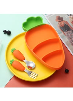 Vacuum Silicone Food Plate, Fork / Knife and Bib Set (Carrot Figured) - pzsku/Z6BE4D6F5741C0F7B3B2DZ/45/_/1728061393/6af76af6-b2b7-400e-9bfb-299461d7cd73