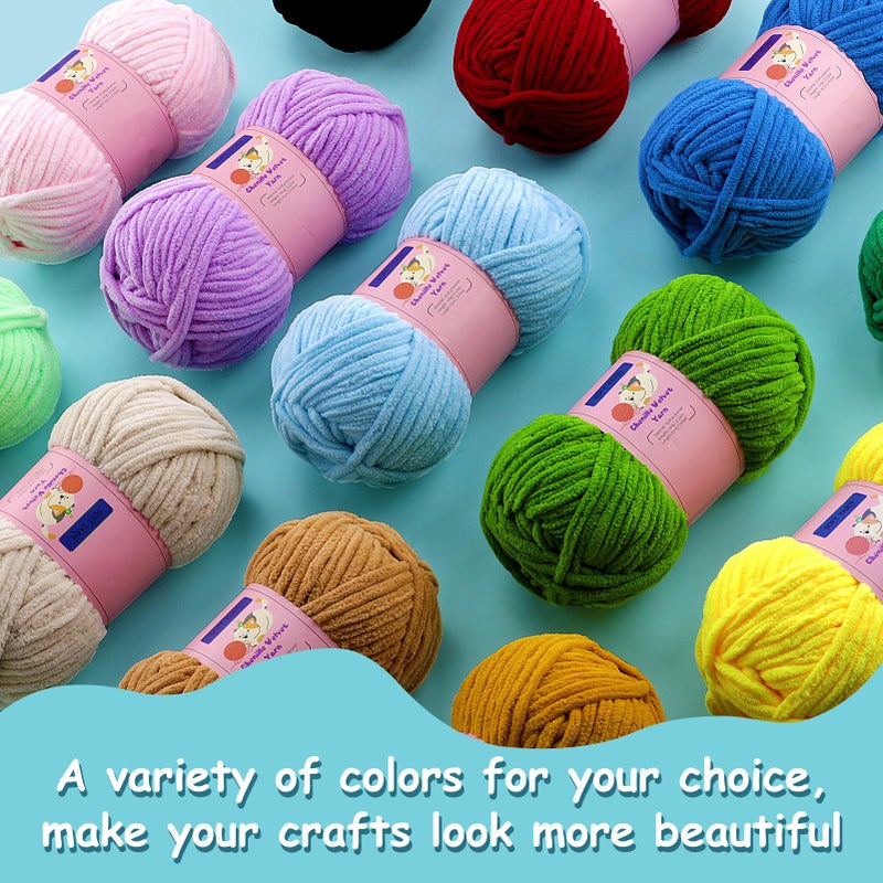 Mooaske Chunky Yarn for Crocheting - Chenille Yarn for Knitting - Bulky Blanket Yarns for Crocheting Blankets Amigurumi Craft Hat Shoes, Plush Fluffy Soft Yarns 71 yds/3.5 oz Each Skein(Camel) - Image 5